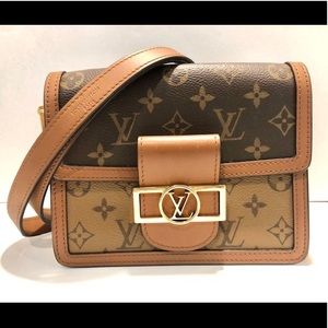 Mini Dauphine Reverse Monogram Leather Crossbody